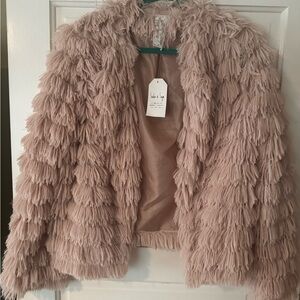 Women's Beige Faux Fur Jacket